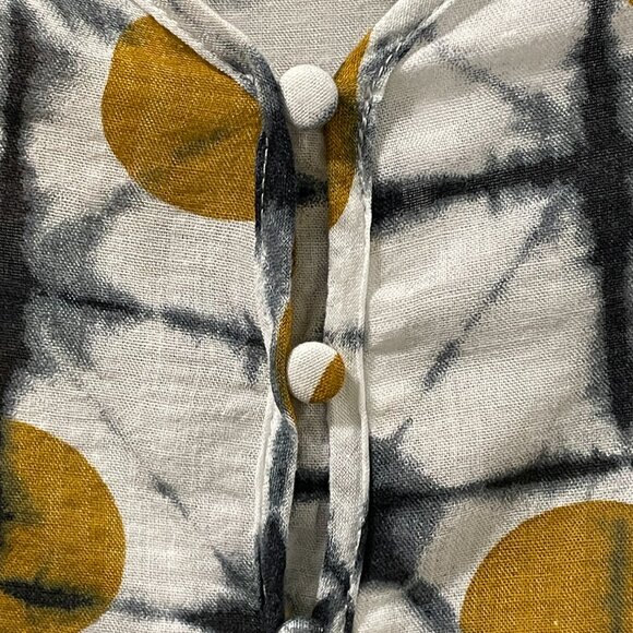 SOLITAIRE Boho Tie Dye Abstract Contrast Fabric Long Bubble Sleeve - XL - Picture 8 of 13